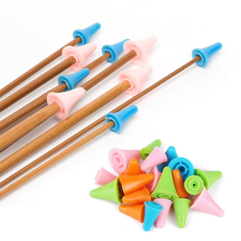 LOKUNN 20 PCS Knitting Needles Point Protectors/Stoppers with Plastic Box, Include 10 Small & 10 Large, Knit Needle Tip Covers for Beginners Knitting Craft DIY - Image 3